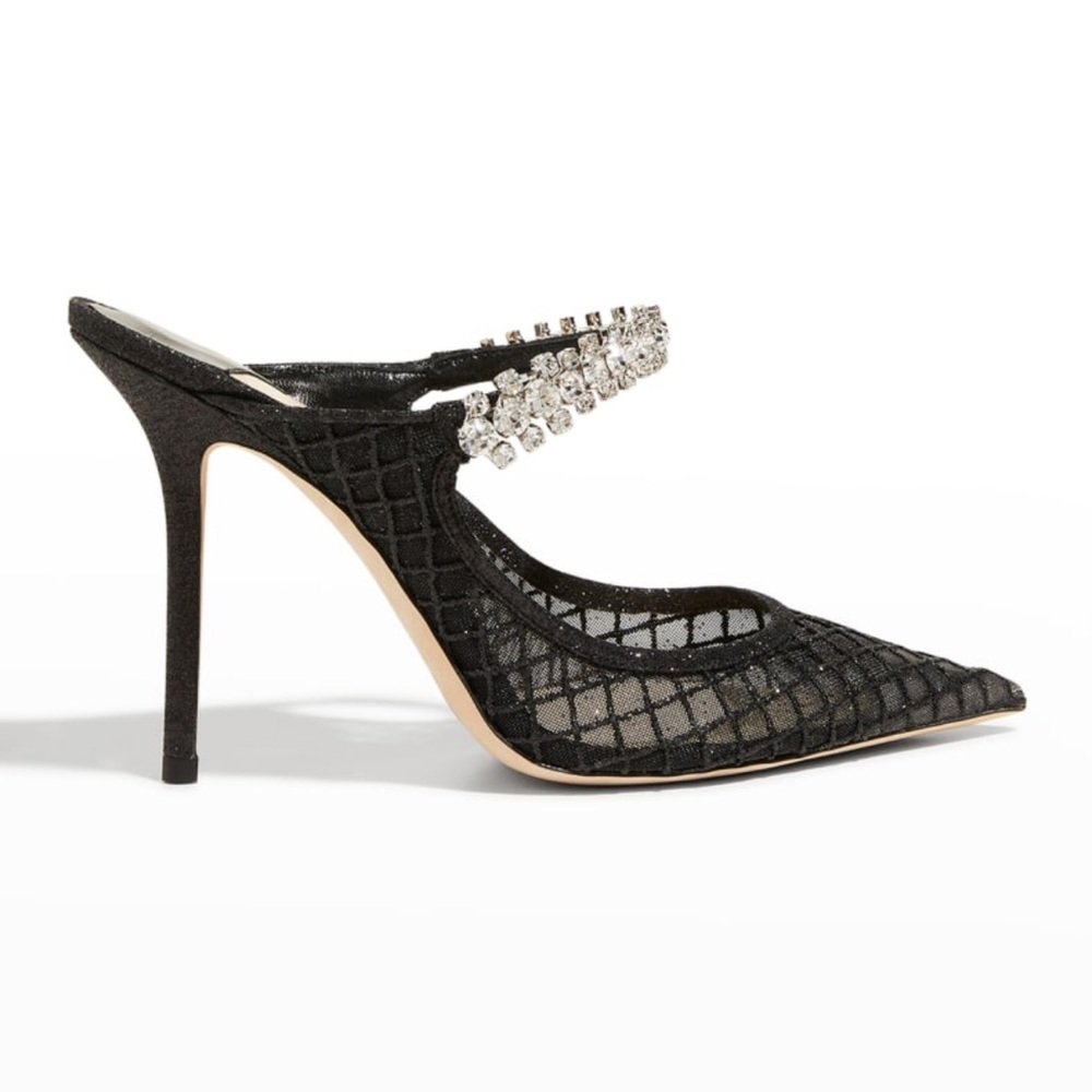 Jimmy Choo Black Stiletto Heels with Pearl Embellishments
